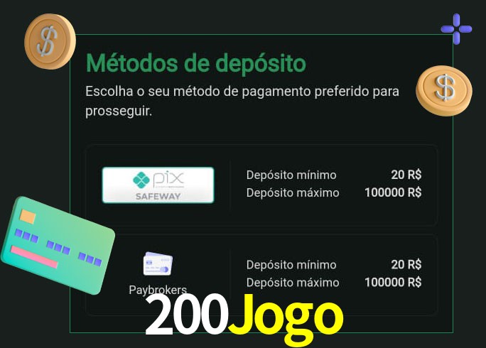 O cassino 200Jogo oferece uma grande variedade de métodos de pagamento